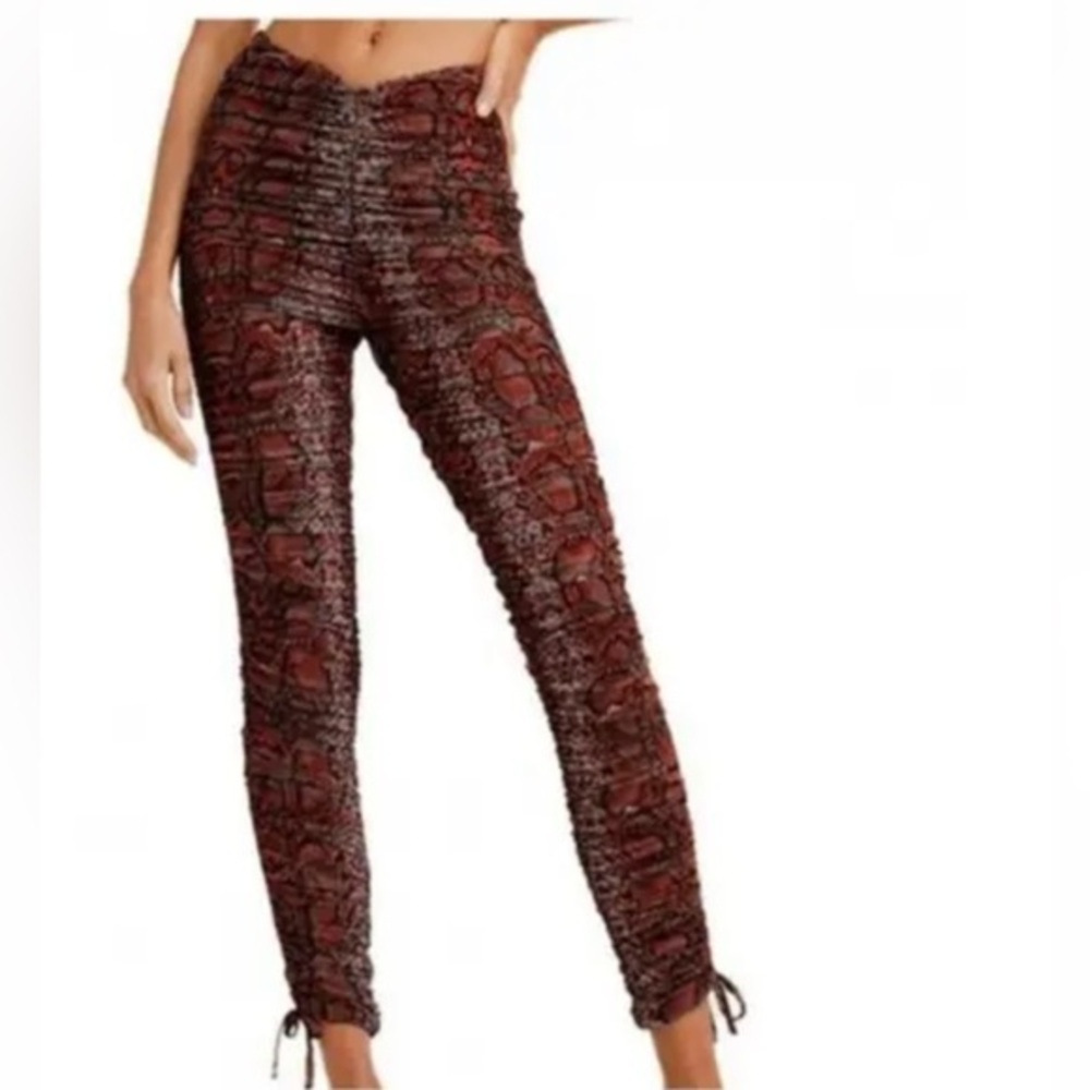 I.AM.GIA Pants Colette Orange Snakeskin Ruched Stretched Leggings